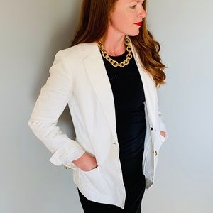 J.Crew White Linen Yacht Blazer, White, Size 6